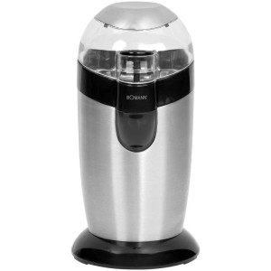 Macinacaffè Bomann KSW 445 CB in acciaio inox con coperchio trasparente e base nera.