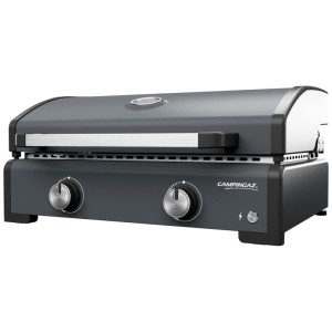 Campingaz Grill a gas Plancha Sigma 2 Cook, nero, con coperchio e due manopole.