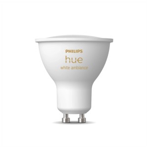 Ampoule LED Philips Hue White Ambiance GU10, mat, pour un éclairage d'ambiance.