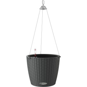 Cesto sospeso Lechuza Nido Cottage, Ø 27cm, granito, con sistema di irrigazione e gancio in acciaio inox.