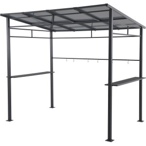 Gazebo Bramston in alluminio antracite con ripiani e ganci.