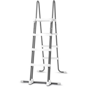 Échelle de piscine Intex pour piscines jusqu'à 172 cm de hauteur, avec marches antidérapantes et marches extérieures amovibles.
