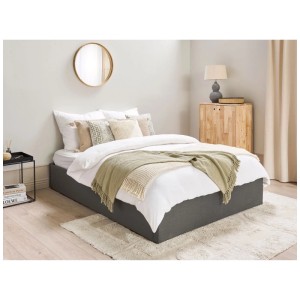 Dunkelgraues Beliani Bett 140x200 cm mit Stauraum, ohne Kopfteil. Modernes Design für Schlafzimmer.