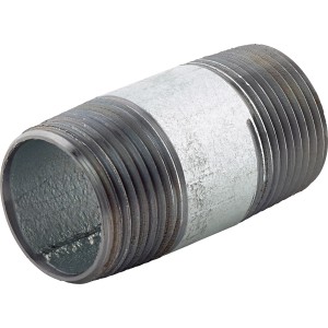Raccord en fonte malléable galvanisée, 33,3 mm x 60 mm, avec filetage mâle pour raccords de tuyaux.