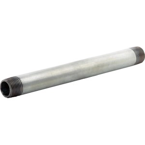 Raccordo in ghisa malleabile zincata, 21 mm (R 1/2) x 200 mm, con filettatura maschio per collegamenti di tubi.