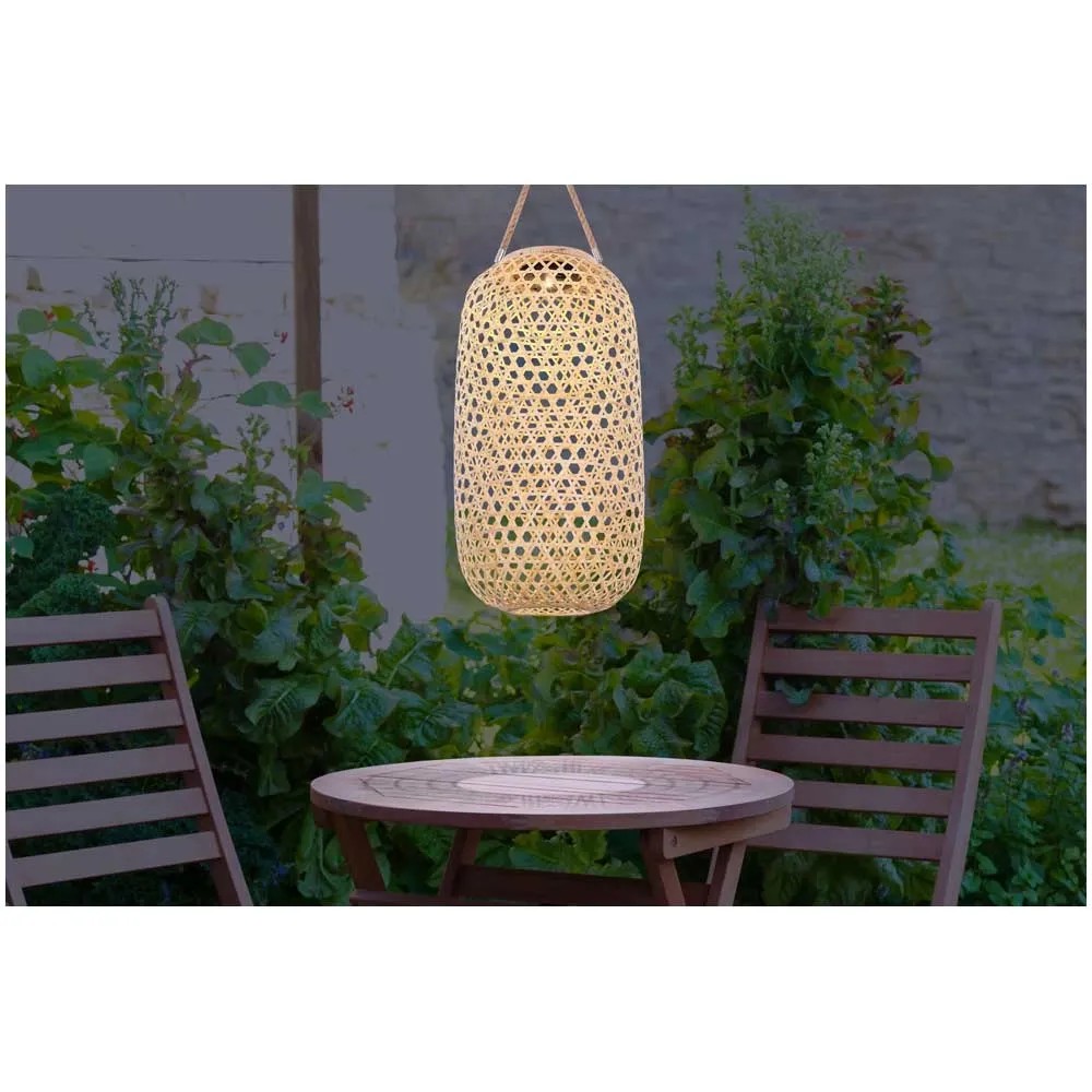 Globo LED-Solarleuchte Bambus Naturfarben  22,5 cm / Hhe 56,5 cm