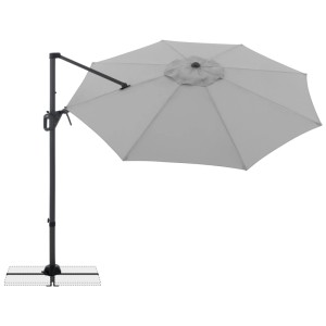 Doppler Ampelschirm Life 310, hellgrauer Polyester, Ø 310 cm. Marktschirm mit Dreh- und Neigefunktion.