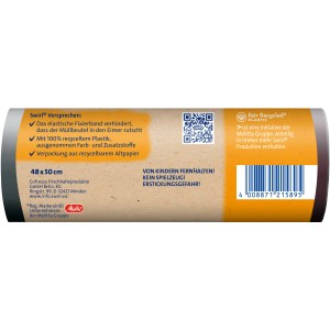 Emballage de sacs poubelles Swirl Fixierband 20L, 15 pièces. Sacs poubelles avec bande de fixation en plastique recyclé.