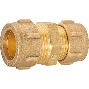 Raccordo a compressione in ottone, riduzione da 15 mm a 18 mm, per tubi in rame.