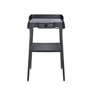 Severin PG8594 grill sur pied avec grille en acier inoxydable, 2000W, avec étagère.
