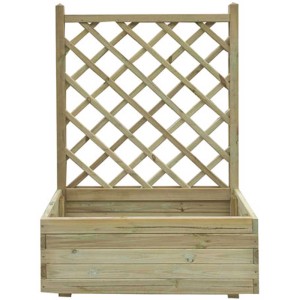 Jardinière imprégnée verte avec treillis, 140x90x40 cm, idéale pour les plantes grimpantes dans le jardin.