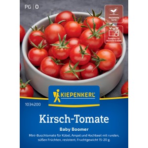 Tomates cerises Kiepenkerl Baby Boomer : Tomates rouges et mûres dans un bol.
