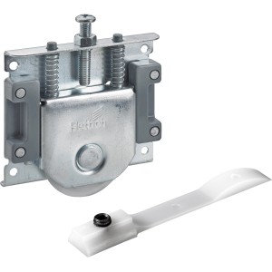 Kit di montaggio Hettich per ferramenta per porte scorrevoli SlideLine 16, acciaio zincato, parti di scorrimento e guida.