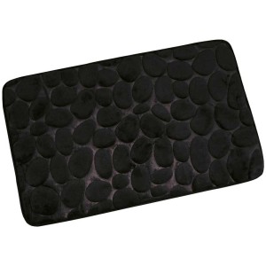 Tappeto bagno MSV in microfibra nero effetto ciottoli 40x60 cm con antiscivolo.