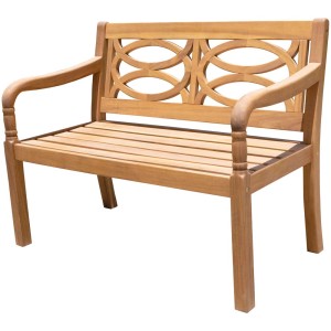 Banc de jardin Acamp Victoria en acacia, couleur teck, avec dossier incurvé. Certifié FSC®.