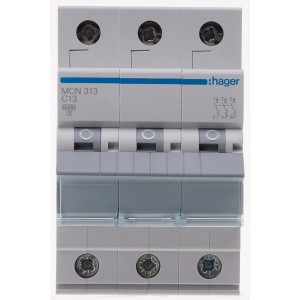 Interruttore automatico 3 poli per protezione da cortocircuito e sovraccarico.