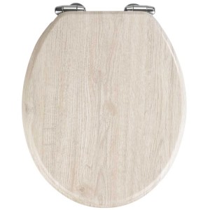 Wenko sedile WC decoro rovere grigio, MDF, con chiusura ammortizzata e cerniere cromate.