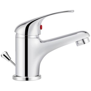 Miscelatore monocomando per lavabo Tirso, cromato, con piletta di scarico e tubi di collegamento.