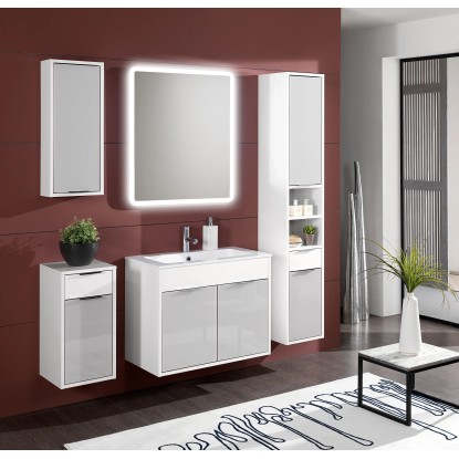 Hochschrank Lucky lackiert glänzend Weiss (HxBxT) 175 x 30 x 34 cm