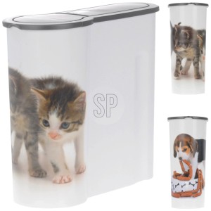 Boîte de nourriture pour animaux 4,2 l avec motifs d'animaux (chat, chien), polypropylène, assortie.