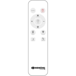 Telecomando per purificatore d'aria Sonnenkönig Zermatt con vari pulsanti di controllo.