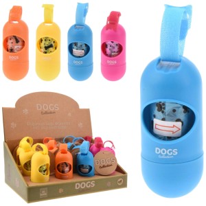 Porta sacchetti per escrementi di cane in plastica multicolore, 1 pezzo, per quando si è in giro.