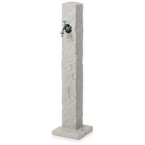 Colonna d'acqua Arves Natura, alta 98 cm, effetto pietra naturale con rubinetto cromato per il giardino.