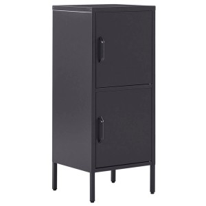 Classeur Huron en acier noir mat avec 2 portes, style moderne.