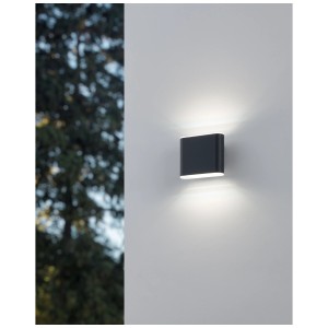 Applique murale d'extérieur LED Eglo Grutti anthracite moderne en aluminium, carrée.