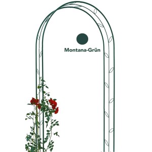 Rosenbogen Tabac, 124x36x244cm, Montana-Grün, mit Rosen bepflanzt. Gartendekoration.