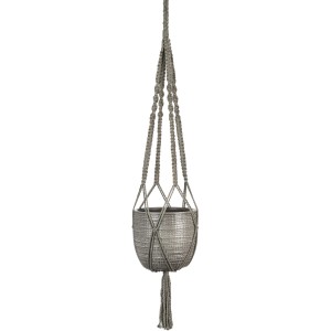 Scheurich Cesto sospeso 868, Ø 16 cm, Pimienta, con supporto in macramè. Ideale per piante da interno.