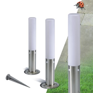 Set di tre luci da giardino a LED da 5W in acciaio inox con picchetto per il giardino.