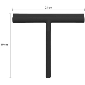 Tergivetro doccia nero in silicone con supporto, 21x24,5 cm, per bagno e doccia.