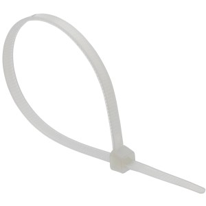 Lot de 75 colliers de serrage blancs de différentes longueurs pour la fixation de câbles.