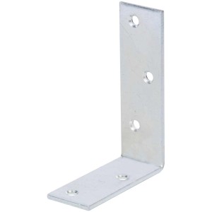 Squadra per travi in acciaio zincato, 100x30x75 mm, con fori per viti per costruzioni in legno.