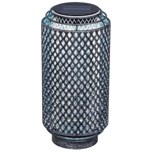 Schönenberger Lanterne solaire LED Alhena, argent-bleu glacier, Ø 12x25 cm. Lanterne de jardin décorative avec panneau solaire.