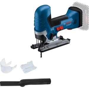 Seghetto alternativo a batteria Bosch Professional GST 18 V-125 S con accessori.