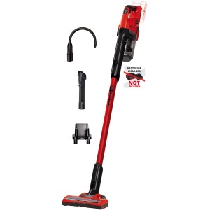 Aspirateur balai sans fil rouge Einhell TE-SV 18 avec accessoires, batterie non incluse.