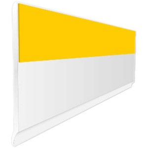 Baguette plate Roro blanche, 5x150 cm, avec bande de protection jaune et lèvre d'étanchéité pour fenêtres et portes.
