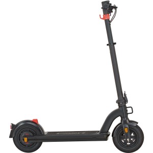 Anthrazitfarbener Prophete E-Scooter 10 2.0 mit Luftreifen und Scheibenbremsen.