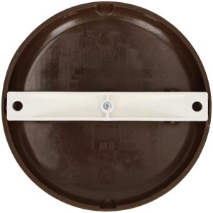 Rosace de plafond marron avec pontet pour installation de lampe, 95x13mm, sans halogène.