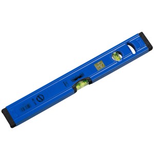 Livella a bolla in alluminio LUX Classic, 40 cm, blu, con fiala orizzontale e verticale.