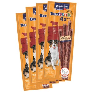 Vitakraft Kausticks Beef Stick Manzo Multipack, 4x4 pezzi. Snack per cani con manzo, senza zuccheri aggiunti.