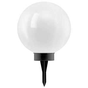 Globe solaire LED Eglo blanc avec piquet, Ø 25cm, pour jardin et extérieur.
