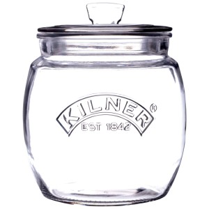 Barattolo universale Kilner trasparente da 0,85 l con coperchio in vetro per la conservazione degli alimenti.