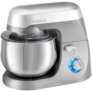 Robot da cucina Bomann KM 6009 Titan con ciotola in acciaio inox da 5 litri e manopola illuminata blu.