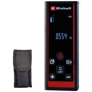 Telemetro laser Einhell TC-LD 60 R con custodia. Strumento di misura digitale per misurazioni precise.