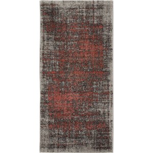 Tappeto Andiamo Campos, design melange grigio e corallo. Robusto tappeto in polipropilene, 67x140 cm.