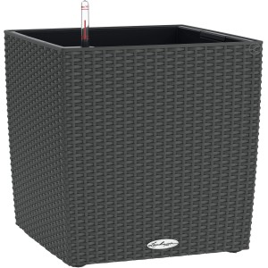 Pot carré Lechuza Cube Cottage 30 en granite avec système d'arrosage.