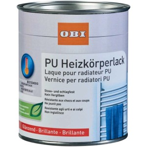 Dose OBI PU-Heizkörperlack, glänzend, Weiss, 375 ml. Lack für Heizkörper, vergilbungsbeständig und hitzebeständig.